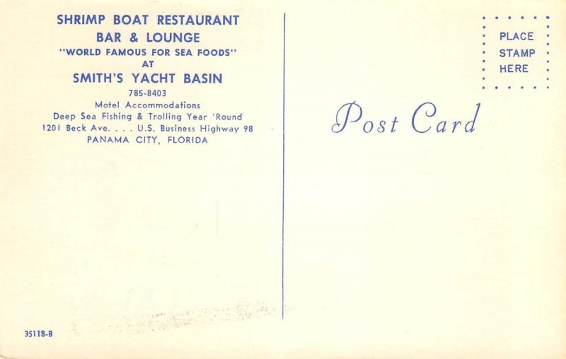 Panama City Florida SHRIMP BOAT RESTAURANT Smith's Yacht Basin Bar Rare Roadside