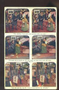 PAINTER PAINTING WOMAN PORTRAIT UNHAPPY LADY CARTOON COMIC OLD POSTCARD