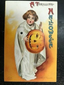 Halloween - Ellen Clapsaddle Mechanical WHITE CHILD #1 c1910 Postcard EXC COND