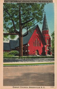 Christ Church, Greenville, South Carolina Linen Postcard 2T5-74