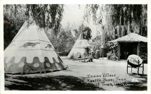 RPPC 34 Knott's Berry Farm, Indian Village, Ghost Town, Buena Park CA Tepees