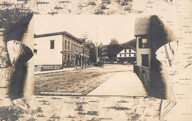 Bristol New Hampshire West Side Central Square Real Photo Antique PC K29043