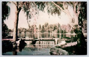 State View~Reno Nevada~Idlewild Park~Idlewild Lake w/Falls~Vintage Postcard