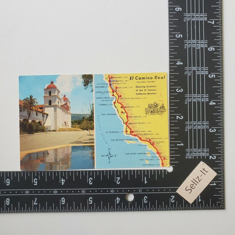 El Camino Real Missions Map Pin Point Locations Mission Santa Barbara ...