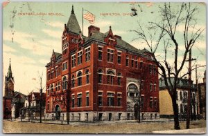 1911 Central High School Hamilton Ohio OH Campus Building Posted Postcard