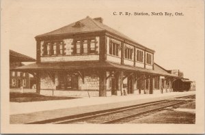 North Bay Ontario Canadian Pacific Railway Station Depot RO Smith Postcard G95