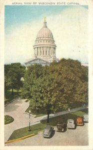 Madison WIsconsin WI State Capitol, Old Cars 1944 WB Postcard Used