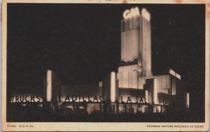 General Motors Building At Night Chicago World Fair Illinois Postcard C149