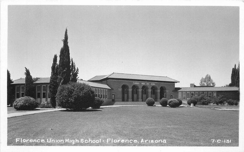 Arizona Florence Union High School 1930s RPPC Photo Postcard 3414