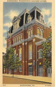 Alexandria Virginia 1940s Postcard Alexandria Washington Masonic Lodge