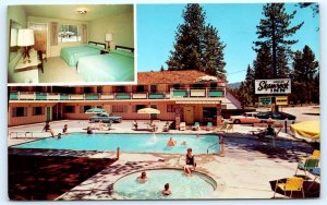 STATELINE Lake Tahoe California CA ~ Roadside SHAMROCK INN Motel Pool  Postcard