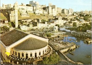 Postcard Brazil Salvador - Panoramic View of the Low City with Model Market