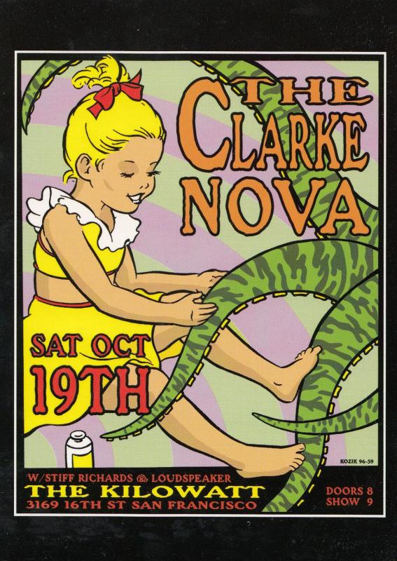 Frank Kozik The Clarke Nova Live at San Fransisco Kilowatt Music Poster Art P...