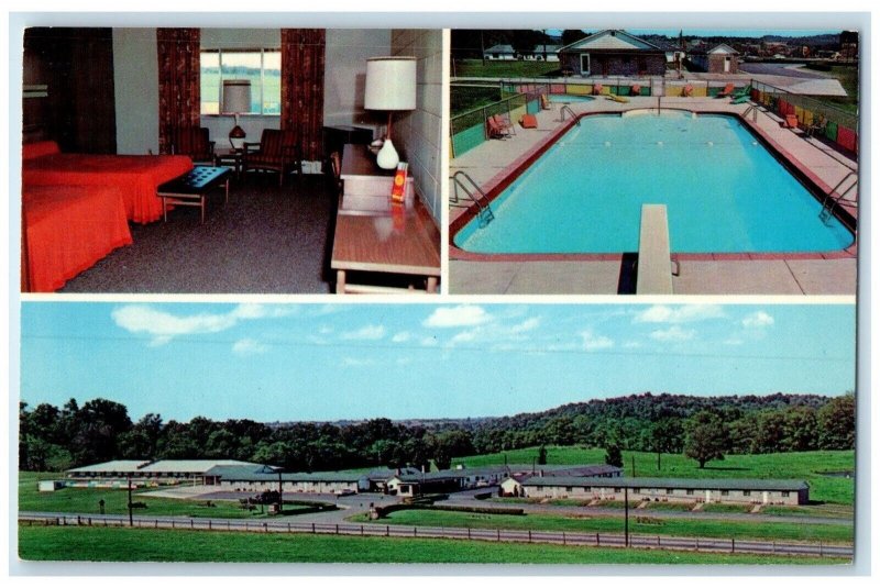 c1950's Baker's Motel Norwich Ohio OH, Pool And Room Multiview Vintage Postcard