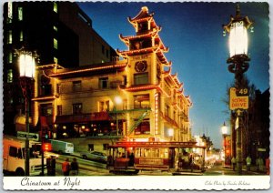 Chinatown At Night San Francisco California Quaint Oriental Atmosphere Postcard