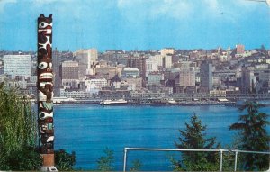 Sailing & navigation themed postcard Seattle Elliott Bay Indian Totem pole