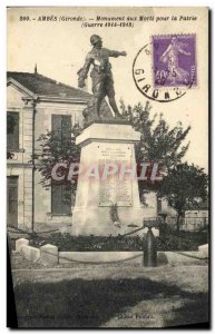 Old Postcard Ambes War Memorial For Fatherland Army