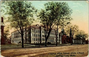 Central High School State Street Springfield Mass Postcard PM 1915 Split Back 