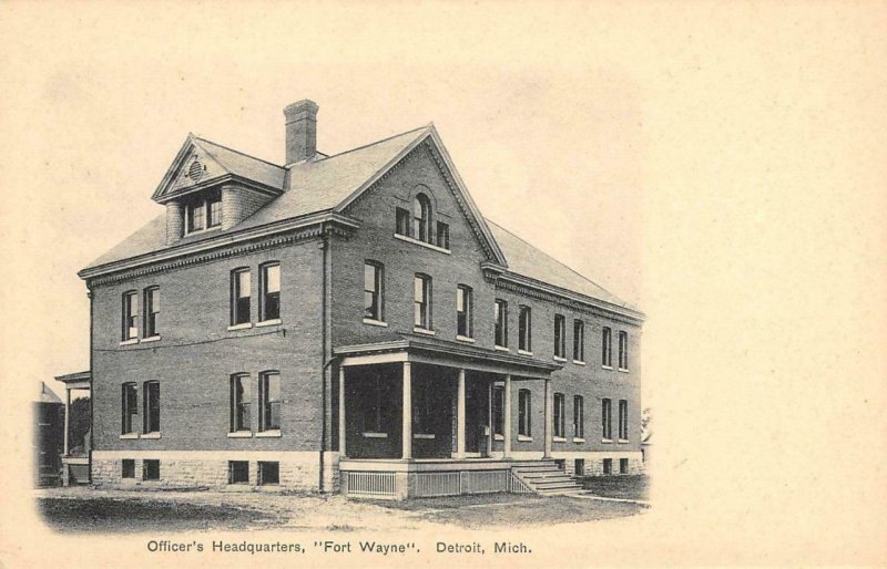 Officer's Headquarters, Fort Wayne, Detroit, MI c1900s Vintage Postcard