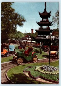 COPENHAGEN, Denmark ~ CHINESE TOWER & AUTO RIDE Tivoli Gardens c1950s   Postcard