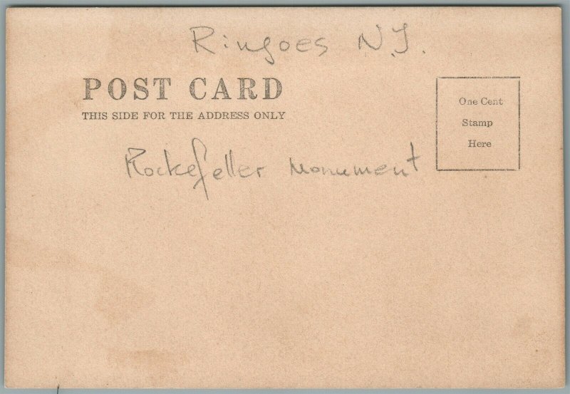 RINGOES NJ ROCKEFELLER MONUMENT ANTIQUE REAL PHOTO POSTCARD RPPC 