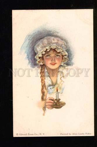 049689 Illuminated Girl by Alice Luella FIDLER vintage PC