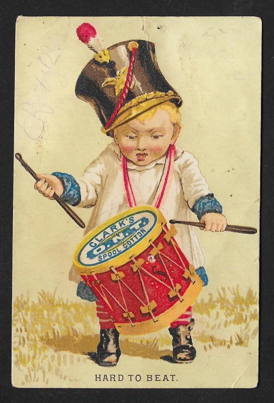 VICTORIAN TRADE CARD Clark's ONT Thread Drummer Boy