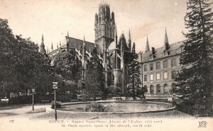 Vintage Postcard 1910's St. Ouen Square Apsis of Church North Side Rouen France