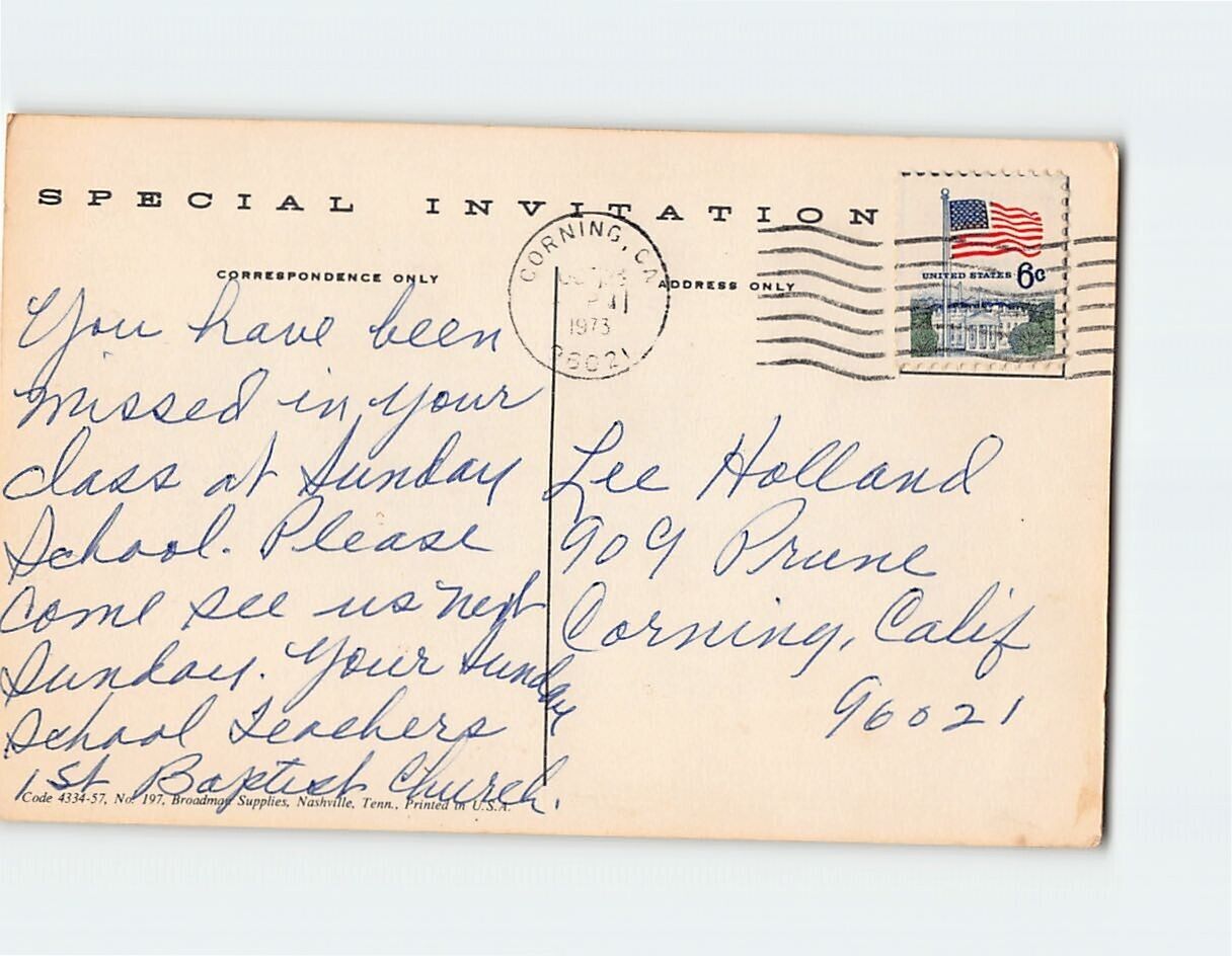 Postcard - Sunday School Invitation Card with Message and Toy Blocks ...