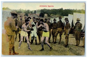 c1910 Athletic Sport Boxing US Army Camp Chattanooga Tennessee Vintage Postcard