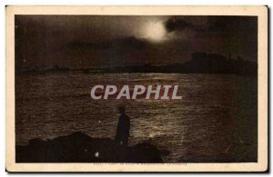 Fantasy - Men - Sunset - Man in darkness - Old Postcard