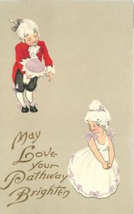 Postcard 1909 Children Valentine Fashion Artist 23-680