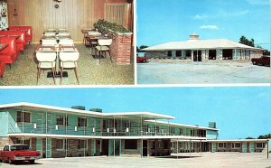 1960s EFFINGHAM IL LINCOLN LODGE MOTEL RESTAURANT COCKTAIL LOUNGE POSTCARD P1111