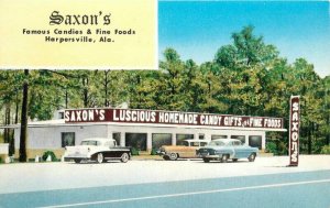 Automobiles Harpersville Alabama Saxon's Candy Gifts Postcard Oak Spec 6677