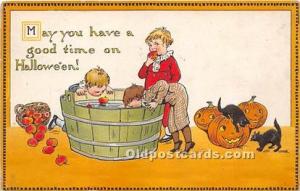 Halloween Postcard Old Vintage Post Card Halloween Postcard Dunkin Apples, Pu...