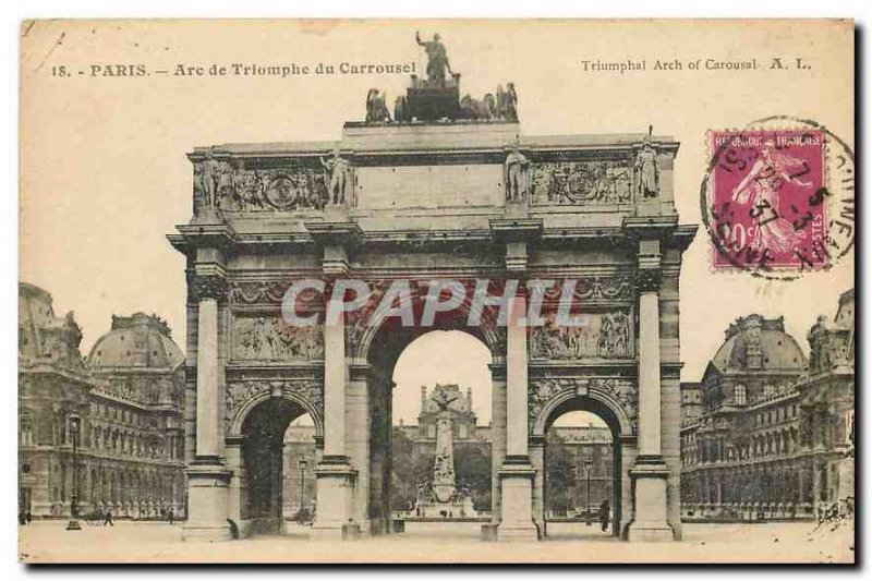 Old Postcard Paris Arc de Triomphe du Carrousel