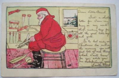 CHRISTMAS 1907 PC-SANTA MAKING TOYS