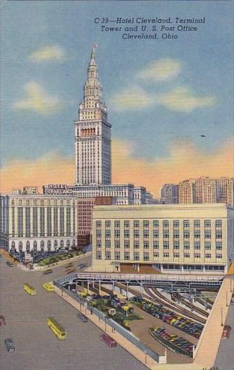 Ohio Cleveland Hotel Cleveland Terminal Tower And U S Post Office