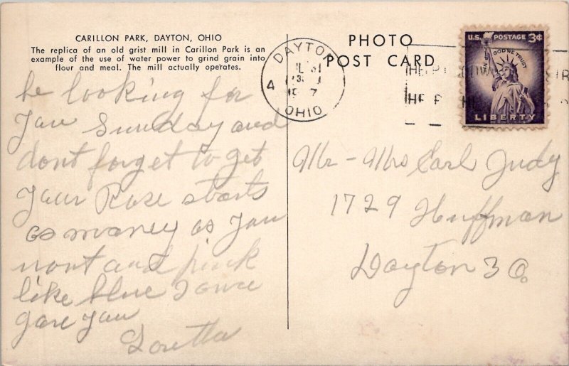 Dayton Ohio Carrilon Park Replica of an Old Grist Mill Judy Family Postcard X10
