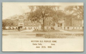 CEDAR FALLS IA WESTERN OLD PEOPLES HOME ANTIQUE REAL PHOTO POSTCARD RPPC