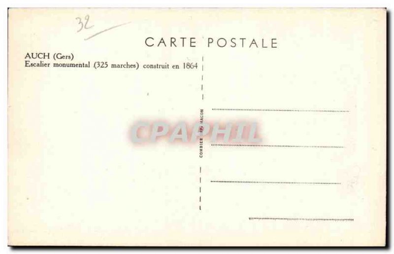 Auch - Monumental Staircase - 325 steps - Old Postcard