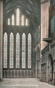 Vintage Postcard 1910's York Minster Five Sisters Window Yorkshire England UK