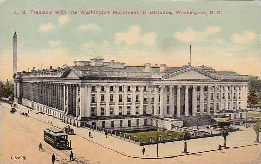 Washington DC U S Treasury With The Washington Monument In Distance