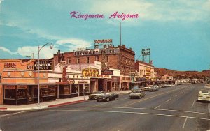 Street Scene KINGMAN, ARIZONA Mohave County ROUTE 66 ca 1960s Vintage Postcard