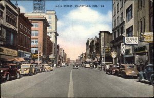 Evansville Indiana IN Classic Cars Walgreens 1940s Street Scene Vintage Postcard