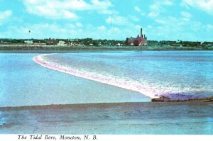 CONTINENTAL SIZE POSTCARD THE TIDAL BORE AT MONCTON NEW BRUNSWICK CANADA 1970s