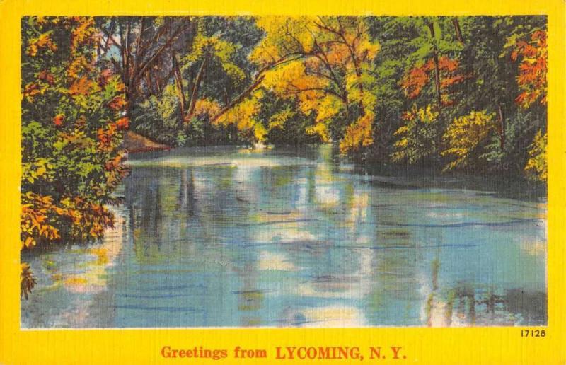 Lycoming New York Scenic Waterfront Greeting Antique Postcard K95140