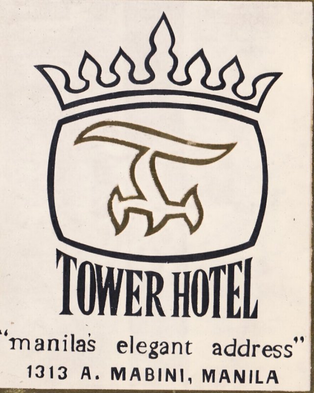 Philippines Manila Tower Hotel Vintage Luggage Label sk2927