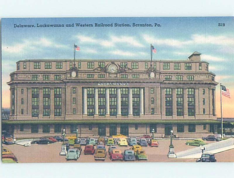 Linen LACKAWANNA AND WESTERN TRAIN DEPOT STATION Scranton PA G1040-12