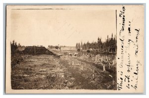 Men Building Railroad Vintage Standard View RPPC Postcard Unknown Location 